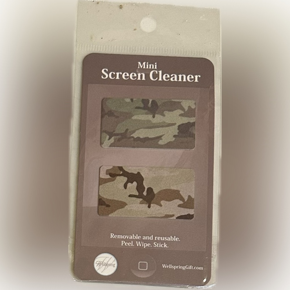 MINI SCREEN CLEANER SET CAMOUFLAGE CAMO CELL PHONE 1.75” REUSE PEEL WIPE STICK